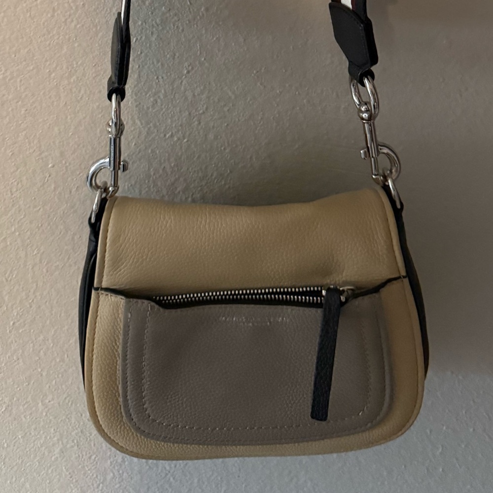 Marc Jacobs Beige and Gray Leather Crossbody Bag